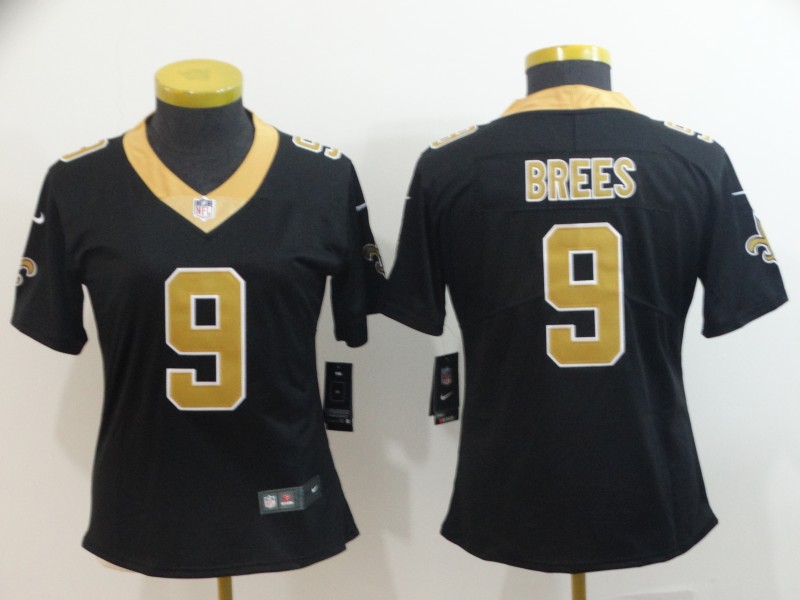 Women's New Orleans Saints #9 Drew Brees Black Vapor Untouchable Limited Stitched NFL Jersey