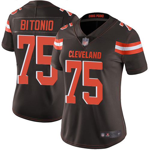 Women's Cleveland Browns #75 Joel Bitonio Brown Vapor Untouchable Limited Stitched NFL Jersey(Run Small)