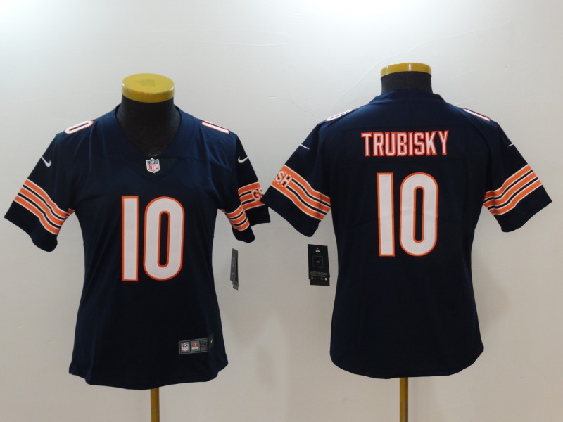 Women's Chicago Bears #10 Mitchell Trubisky Navy Blue Vapor Untouchable Elite Stitched NFL Jersey
