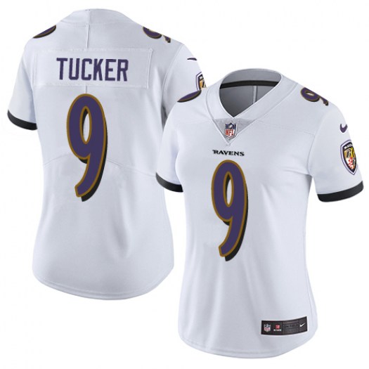Women's Baltimore Ravens #9 Justin Tucker White Vapor Untouchable Limited NFL Jersey(Run Small)