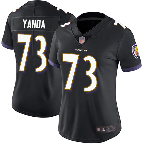 Women's Baltimore Ravens #73 Marshal Yanda Black Vapor Untouchable Limited NFL Jersey(Run Small)