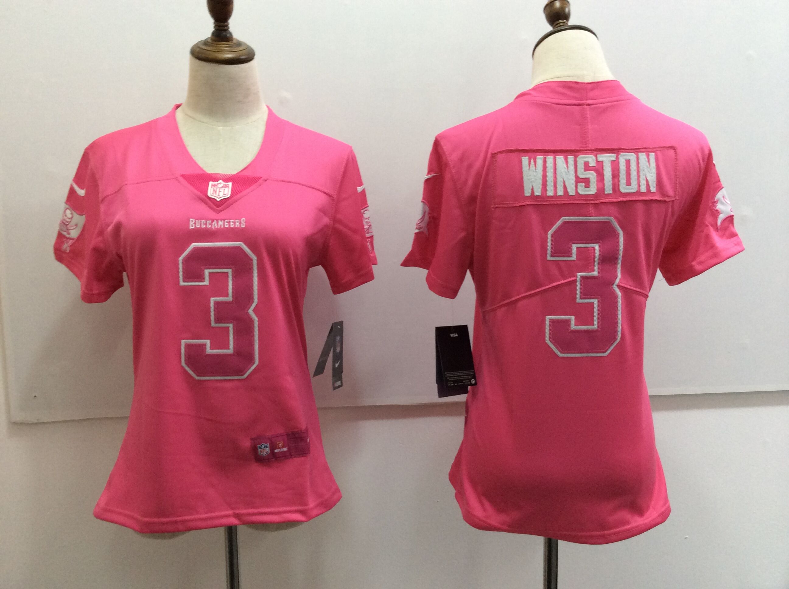 Women's Nike Tampa Bay Buccaneers #3 Jameis Winston Pink Limited Rush Fashion Stitched NFL Jersey