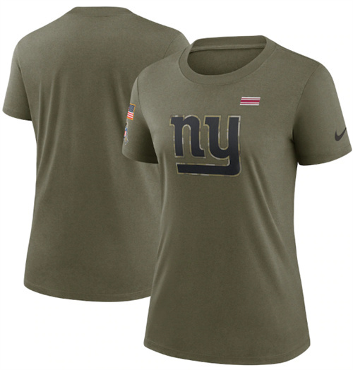 Women's New York Giants Olive 2021 Salute To Service T-Shirt (Run Small)