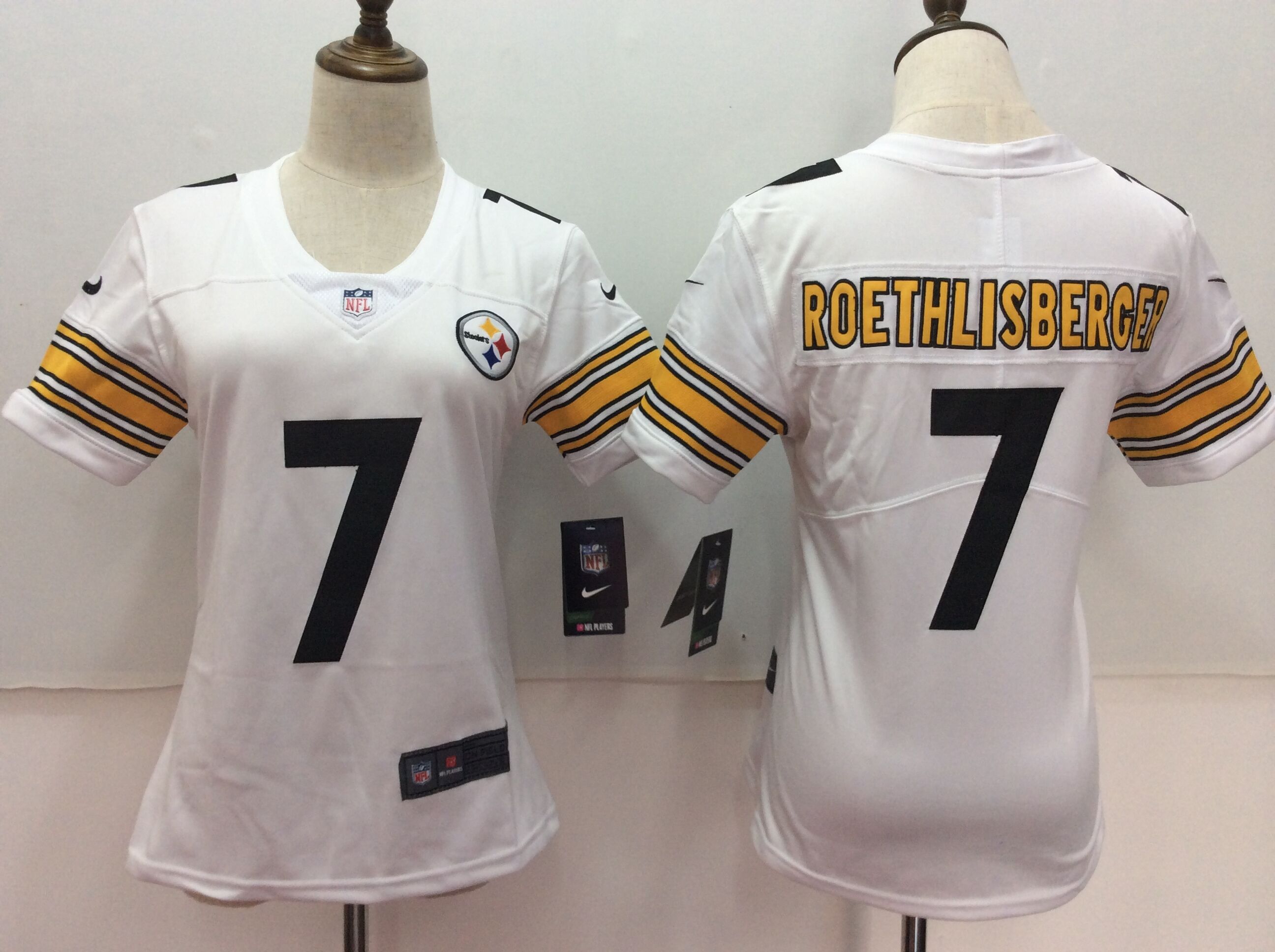 Women's Nike Pittsburgh Steelers #7 Ben Roethlisberger White Untouchable Limited Stitched Jersey(Run Smaller)