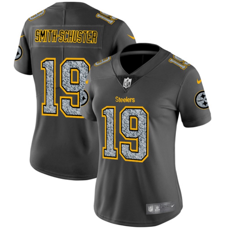 Women's Pittsburgh Steelers #19 JuJu Smith-Schuster 2019 Gray Fashion Static Limited Stitched NFL Jersey(Run Small)