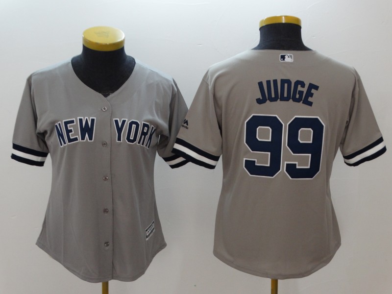 Women's New York Yankees #99 Aaron Judge Gray Cool Base Stitched MLB Jersey(Run Small)