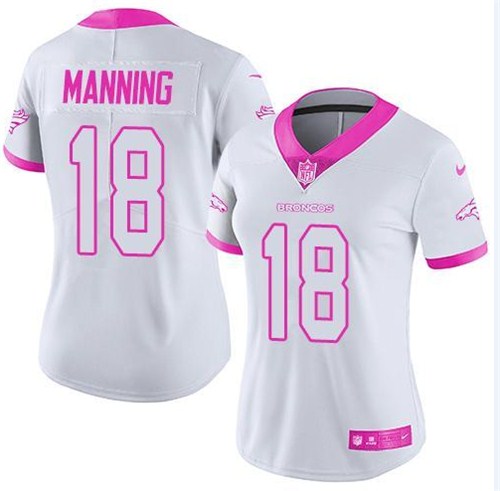 Women's Denver Broncos #18 Peyton Manning White Limited Stitched NFL Jersey