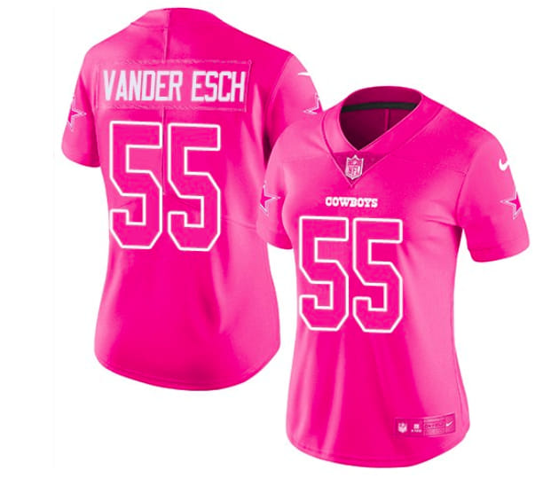 Women's NFL Dallas Cowboys #55 Vander Esch Pink Limited Stitched Jersey(Run Small)