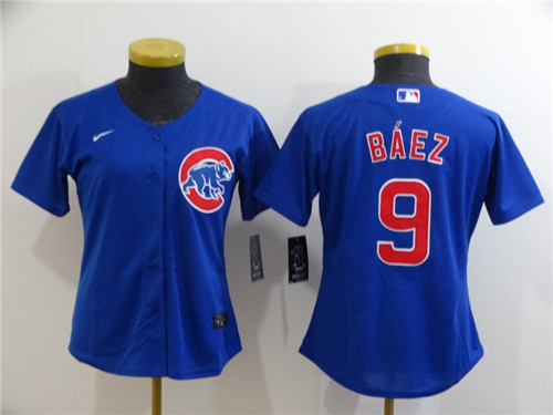 Women's Chicago Cubs #9 Javier Baez Blue Cool Base Stitched MLB Jersey
