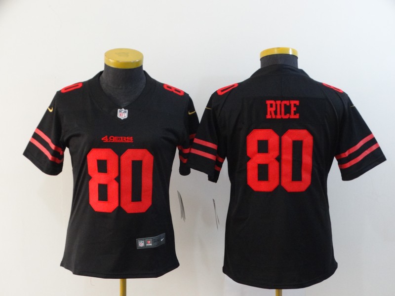 Women's NFL San Francisco 49ers #80 Jerry Rice Black Vapor Untouchable Limited Stitched Jersey(Run Small)