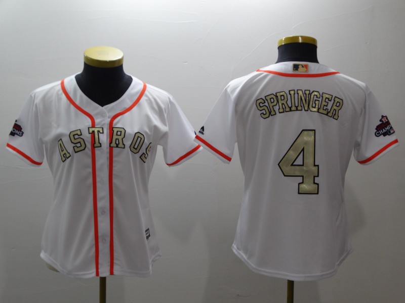 Women's Houston Astros #4 George Springer Majestic White 2018 Gold Program Cool Base Player Stitched MLB Jersey