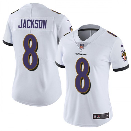 Women's Baltimore Ravens #8 Lamar Jackson White Vapor Untouchable Limited NFL Jersey