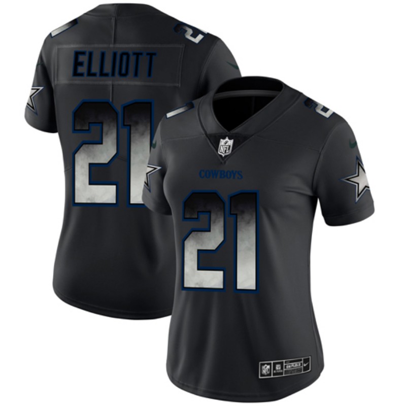 Women's Dallas Cowboys #21 Ezekiel Elliott Black 2019 Smoke Fashion Limited Stitched NFL Jersey(Run Small)