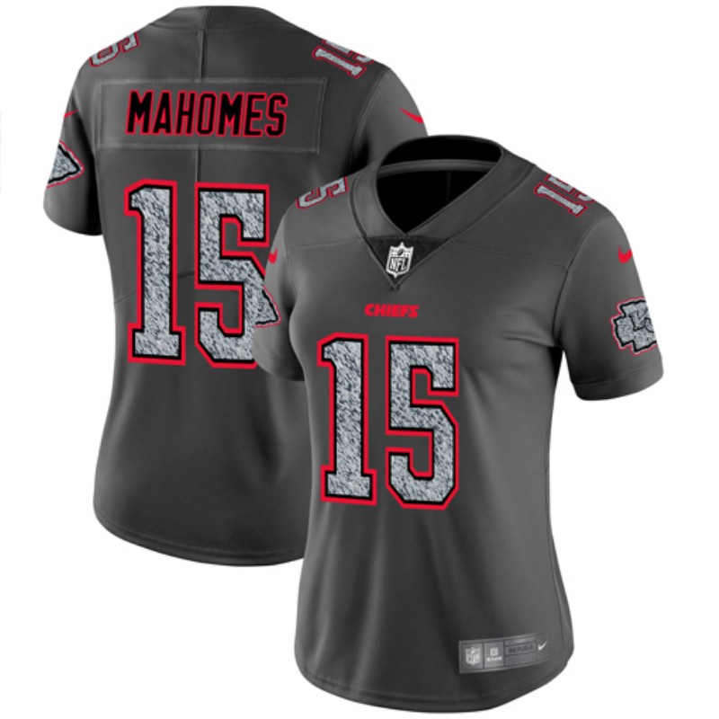 Women's Kansas City Chiefs #15 Patrick Mahomes 2019 Gray Fashion Static Limited Stitched NFL Jersey(Run Small)