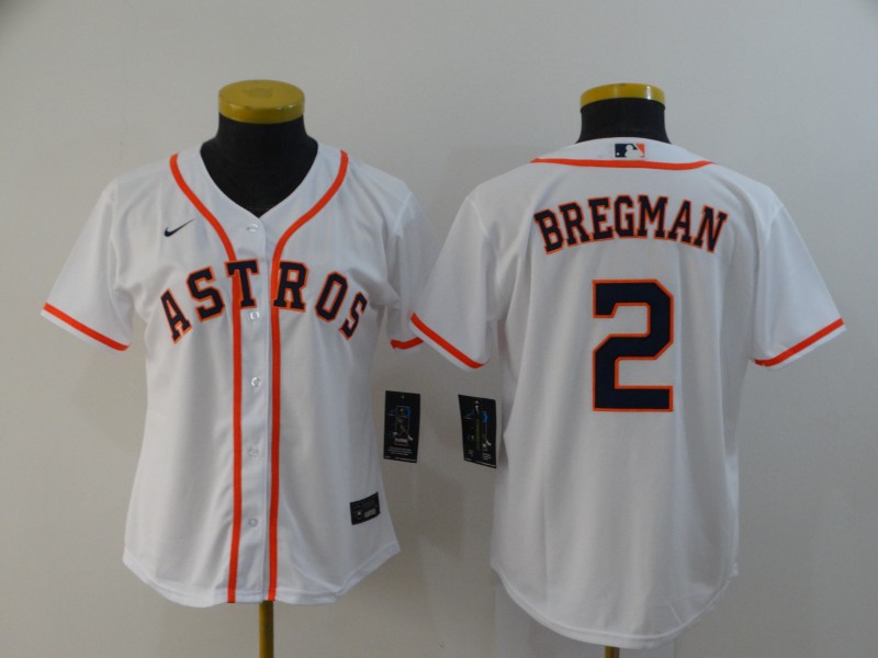 Women's Houston Astros #2 Alex Bregman White Cool Base Stitched MLB Jersey(Run Small)