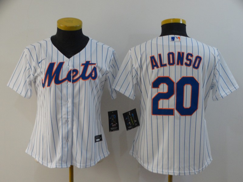 Women's New York Mets #20 Pete Alonso White Cool Base Stitched MLB Jersey(Run Small)