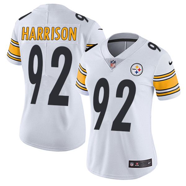 Women's Pittsburgh Steelers #92 James Harrison White Vapor Untouchable Limited Stitched Jersey(Run Small)