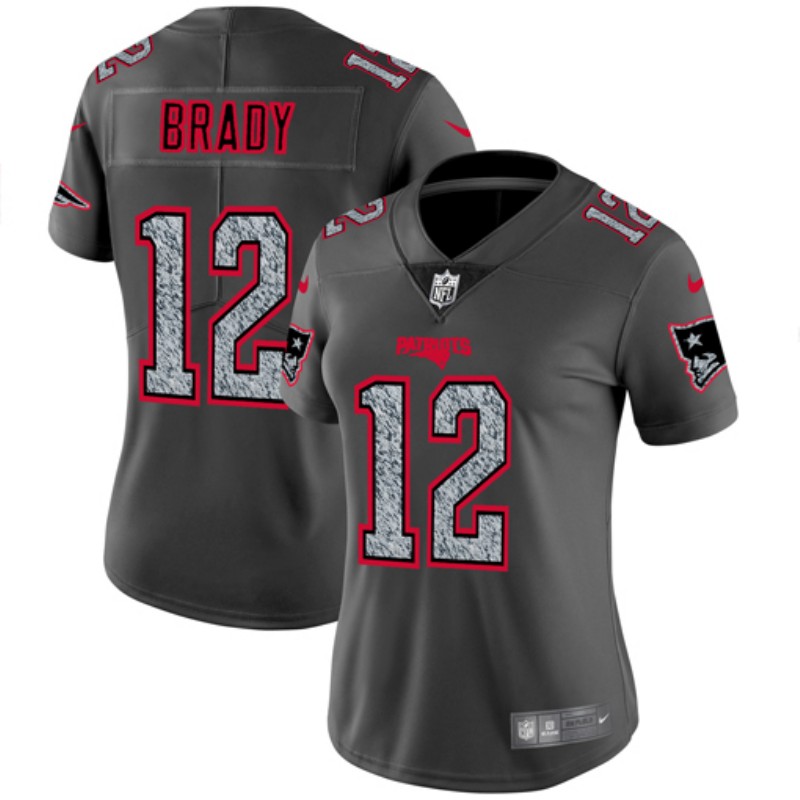 Women's New England Patriots #12 Tom Brady 2019 Gray Fashion Static Limited Stitched NFL Jersey(Run Small)