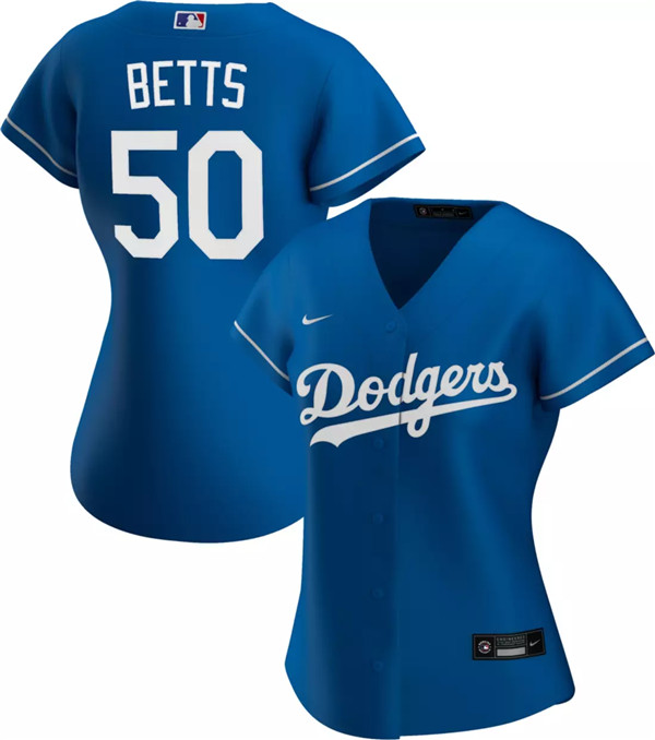 Women's Los Angeles Dodgers Blue #50 Mookie Betts Cool Base Stitched MLB Jersey(Run Small)