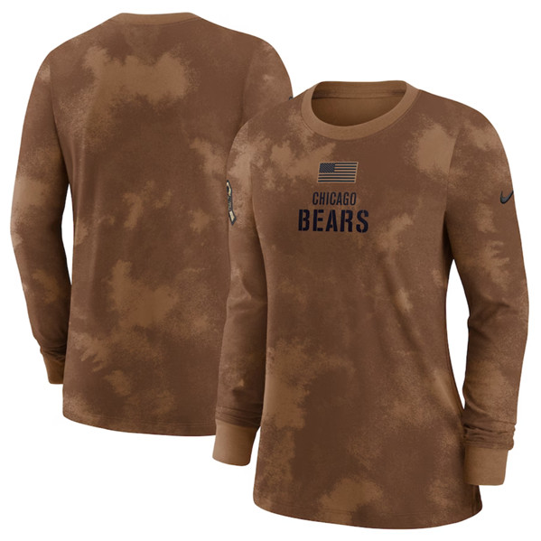 Women's Chicago Bears Brown 2023 Salute To Service Long Sleeve T-Shirt(Run Small)