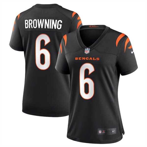 Women's Cincinnati Bengals #6 Jake Browning Black Football Stitched Jersey(Run Small)