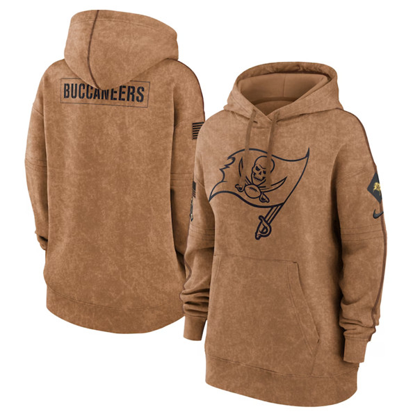 Women's Tampa Bay Buccaneers 2023 Brown Salute to Service Pullover Hoodie(Run Small)