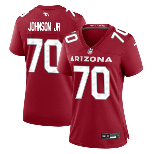 Women's Arizona Cardinals #70 Paris Johnson Jr Red 2023 Draft Stitched Game Jersey(Run Small)