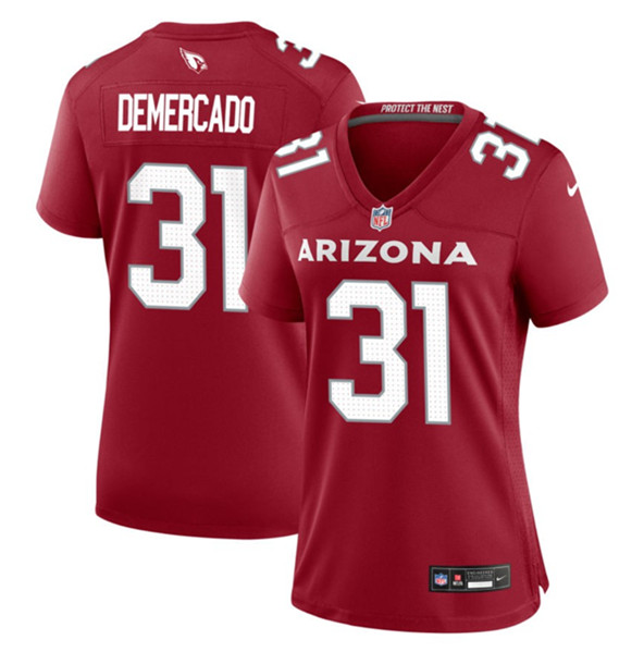 Women's Arizona Cardinals #31 Emari Demercado Red 2023 Football Stitched Jersey(Run Small)