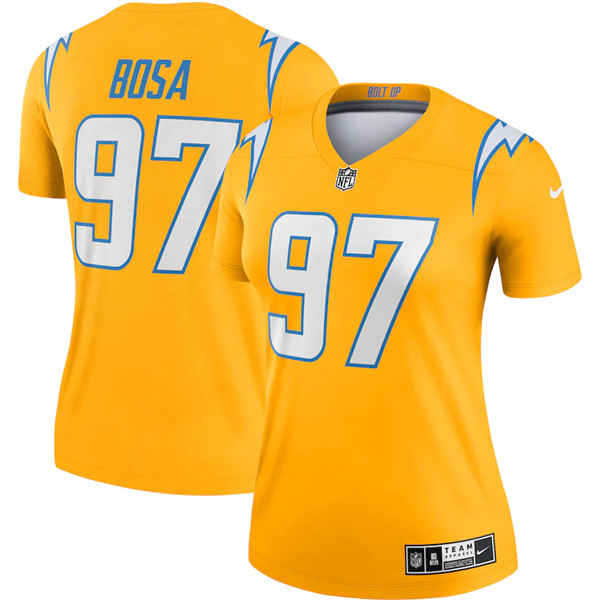 Women's Los Angeles Chargers #97 Joey Bosa Gold Stitched Jersey