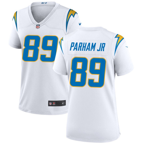 Women's Los Angeles Chargers #89 Donald Parham Jr White Football Stitched Game Jersey(Run Small)