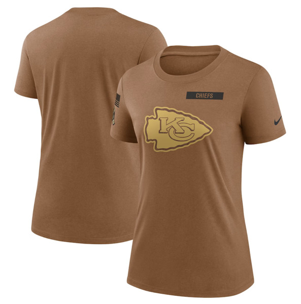 Women's Kansas City Chiefs 2023 Brown Salute To Service Legend Performance T-Shirt(Run Small)