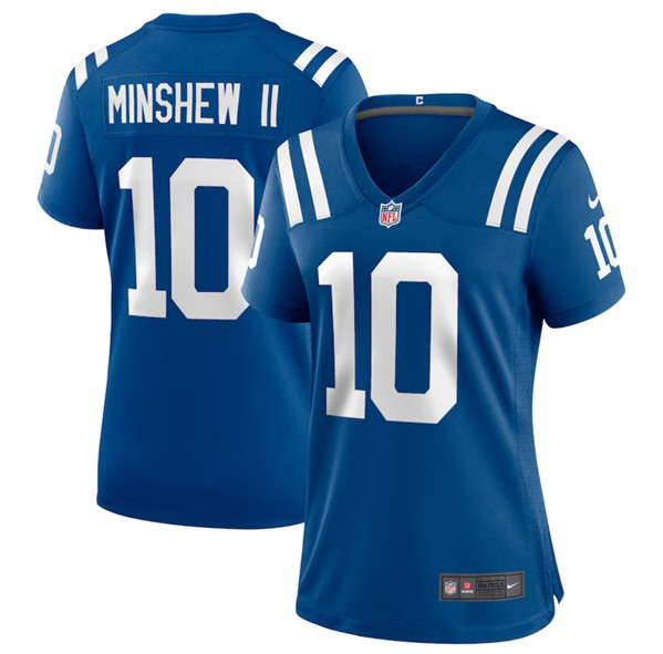 Women's Indianapolis Colts #10 Gardner Minshew Blue 2023 Draft Stitched Game Jersey(Run Small)