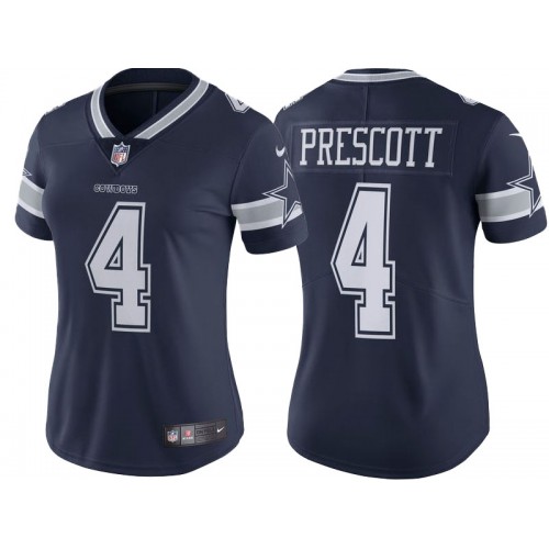 Women's Dallas Cowboys #4 Dak Prescott Navy Vapor Untouchable Limited Stitched Jersey(Run Small）