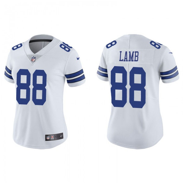 Women's Dallas Cowboys #88 CeeDee Lamb White Vapor Untouchable Limited Stitched Jersey(Run Small）