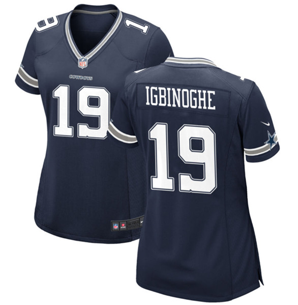 Women's Dallas Cowboys #19 Noah Igbinoghene Navy Football Stitched Jersey(Run Small)