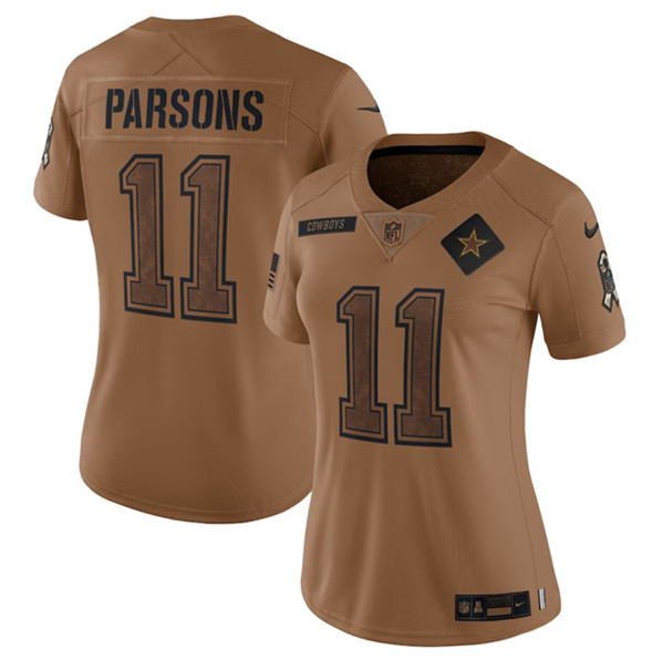 Women's Dallas Cowboys #11 Micah Parsons 2023 Brown Salute To Service Limited Football Stitched Jersey(Run Small)