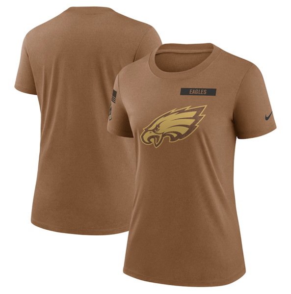 Women's Philadelphia Eagles 2023 Brown Salute To Service Legend Performance T-Shirt(Run Small)