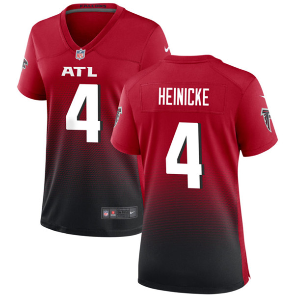 Women's Atlanta Falcons #4 Taylor Heinicke Red/Black Stitched Jersey(Run Small)