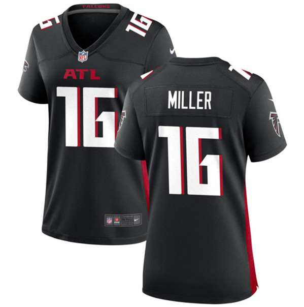 Women's Atlanta Falcons #16 Scott Miller Black Stitched Jersey(Run Small)