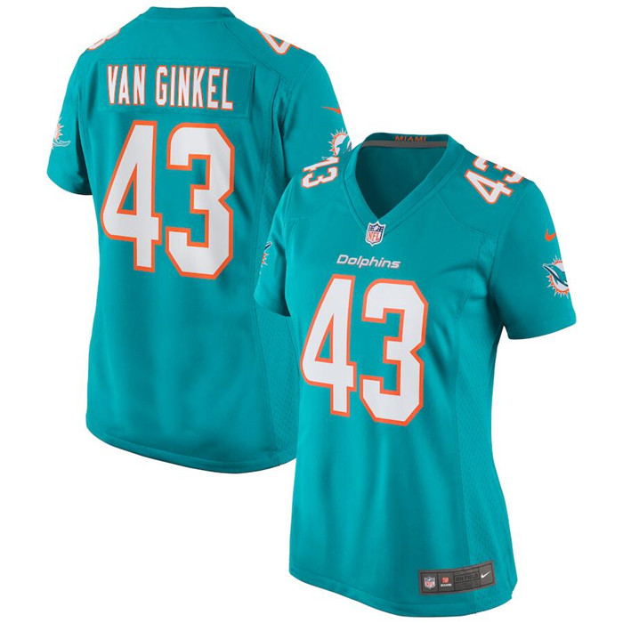 Women's Miami Dolphins #43 Andrew Van Ginkel Aqua Stitched Jersey(Run Small)