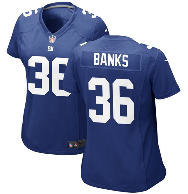 Women's New York Giants #36 Deonte Banks Blue Stitched Game Jersey(Run Small)