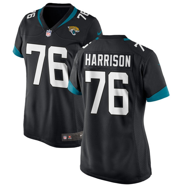 Women's Jacksonville Jaguars #76 Anton Harrison Black 2023 Draft Stitched Jersey(Run Small)