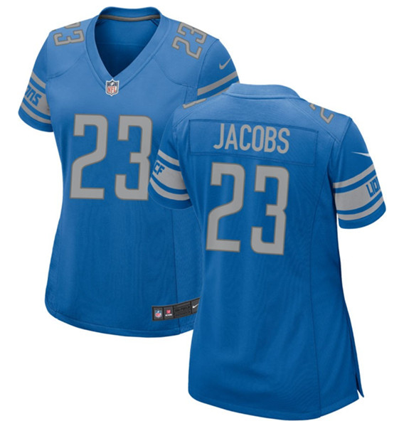 Women's Detroit Lions #23 Jerry Jacobs Blue Football Stitched Jersey(Run Smaller)