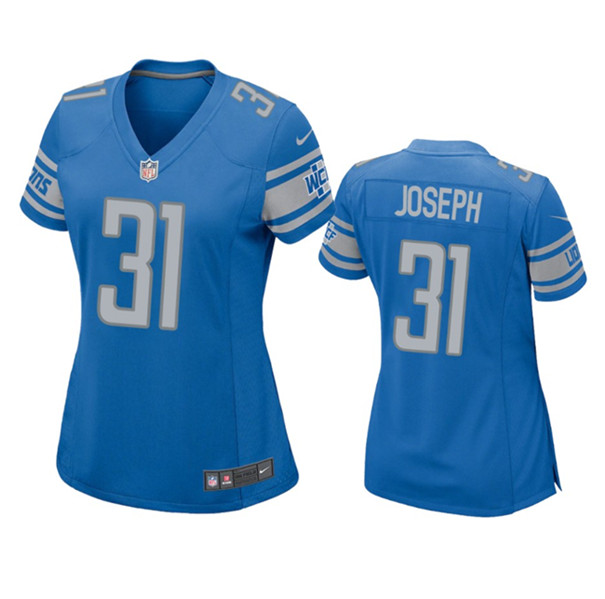 Women's Detroit Lions #31 Kerby Joseph Blue Football Stitched Jersey(Run Smaller)