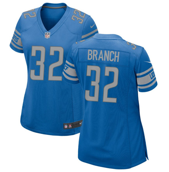 Women's Detroit Lions #32 Brian Branch Blue Football Stitched Jersey(Run Smaller)