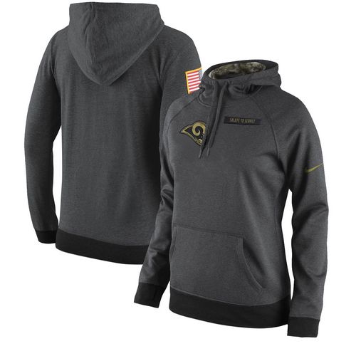 Women's Los Angeles Rams Nike Anthracite Salute to Service Player Performance Hoodie