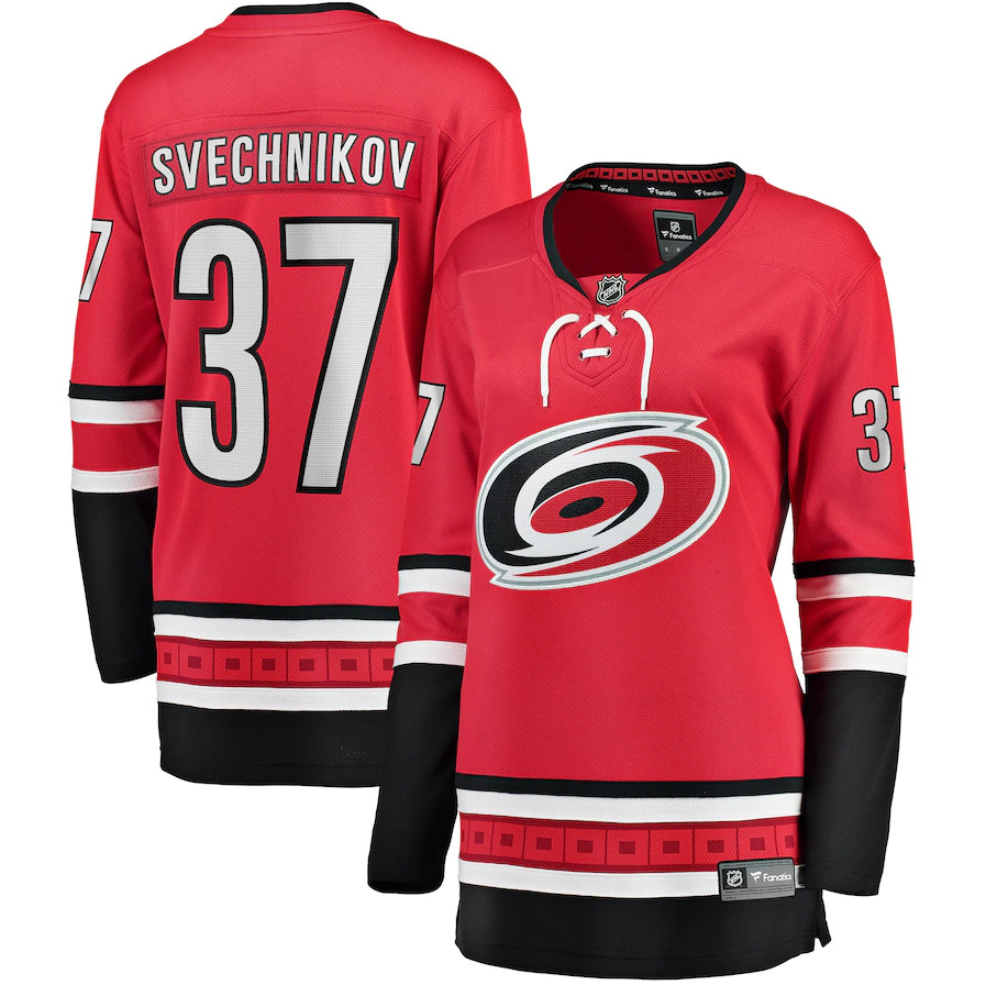 Women's Carolina Hurricanes #37 Andrei Svechnikov Red Home Stitched NHL Jersey