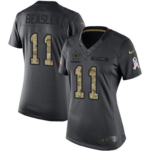 Nike Cowboys #11 Cole Beasley Black Women's Stitched NFL Limited 2016 Salute to Service Jersey