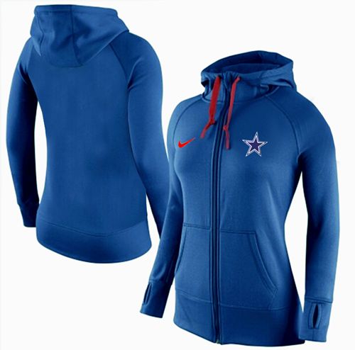 Women's Nike Dallas Cowboys Full-Zip Performance Hoodie Blue