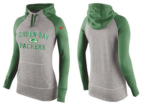 Women's Nike Green Bay Packers Performance Hoodie Grey & Green(Run Small)